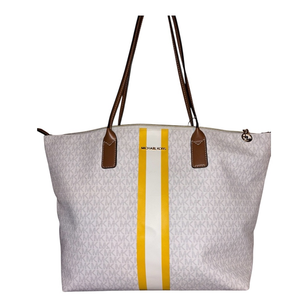 Michael Kors -NWT Jet Set Travel Tote with Yellow Center Stripe.